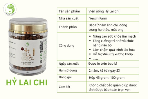 Thông tin sản phẩm viên uống Hỷ Lai Chi - Yersin Farm